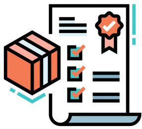 Paper with a tick mark and box icon vector illustration in line color design
